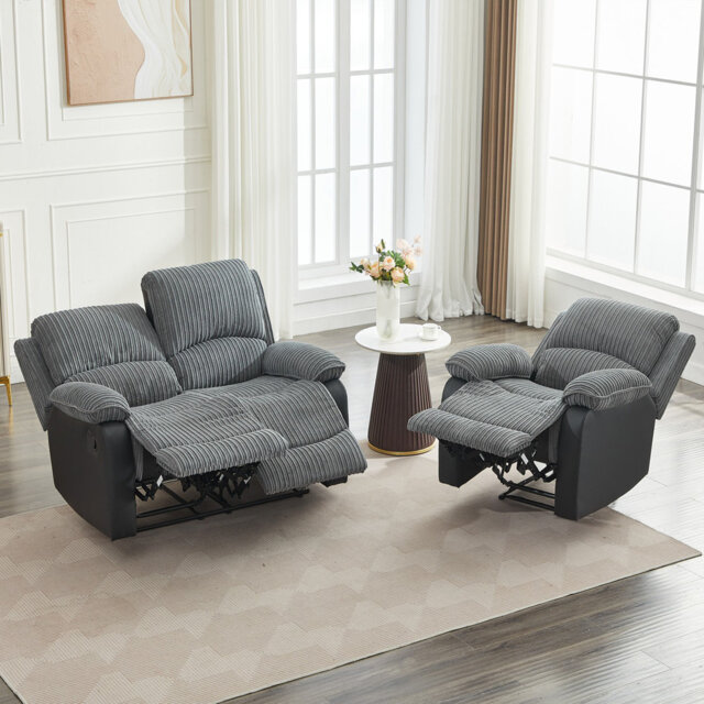 Reclining Sofa Sectional Recliner Plush Corduroy Couches Set Sofa