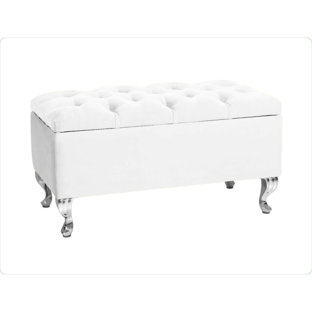 Londona Wide Velvet Tufted Rectangle Solid Color Standard Ottoman Bench with Storage, Upholstery Footstool End of Bed Bench