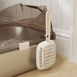 High Wall Sided Enclosure, , , , , Easy Cleaning 52.4*41.3*26.2 cm Stainless Steel 1 Piece Covered Cat Litter Box Charcoal Grey Odour-Control Design