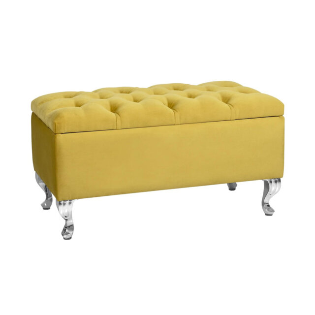 Londona Wide Velvet Tufted Rectangle Solid Color Standard Ottoman Bench with Storage, Upholstery Footstool End of Bed Bench