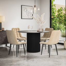 Arlo White Marble Table Top W Oak Legs + Nova Velvet Dining Chair Mustard Set Of 6