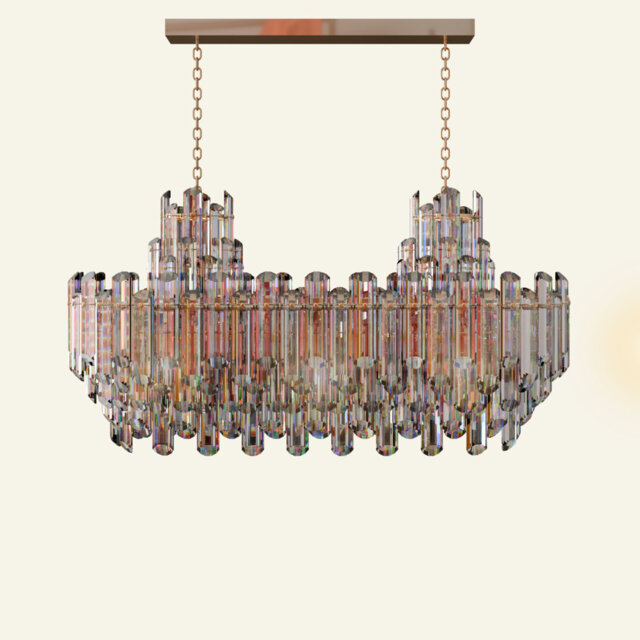 Bienek 24 - Luxury K9 Crystal Chandelier – Modern Oval Crystal Pendant Light with Adjustable Hanging Chain, Flush Mount Ceiling Fixture for Dining Roo