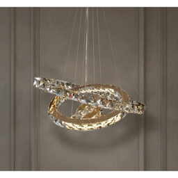 Bierly 4 - Modern LED Crystal Chandelier – Adjustable Stainless Steel Gold Ceiling Light with Rings