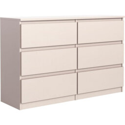 Large Chest of Drawers for Bedroom, 6 Drawer Dresser with Metal Runners, Bedroom Furniture Storage Cabinet for Clothes, Contemporary Design, Easy Asse