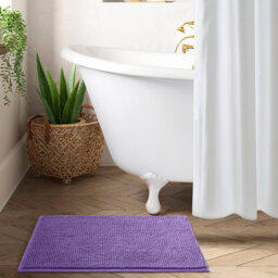 Soft Chenille Microfiber Non-Slip Bath Mat - Ultra Absorbent Machine Washable Bathroom Rug for Shower, Bath & Ensuite