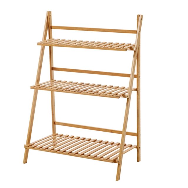 Bojorquez 3-Tier Foldable Wooden Ladder Shelf Natural