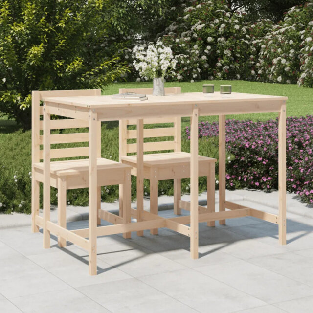 Vandever Rectangular Pine Solid Wood Outdoor Dining Table