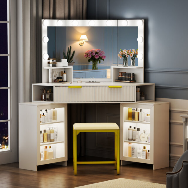 Corner Dressing Table - 11 Hollywood Bulbs with Human Sensor Module