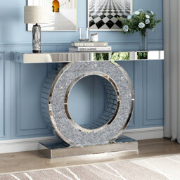 Andreja 120cm Mirrored Glass Console Table with Crush Diamond