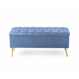 Amara Wide Velvet Tufted Rectangle Storage Ottoman Footstool Upholstered Bench with Legs for Living Room & Bedroom