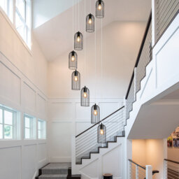 8 - Light Modern Caged Pendant Light Long Staircase Chandelier