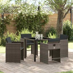 Garden Dining Set 5 Pcs Black Poly Rattan