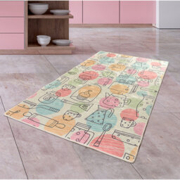 Mansour Bakery Shaggy Pink/Yellow/Blue Rug