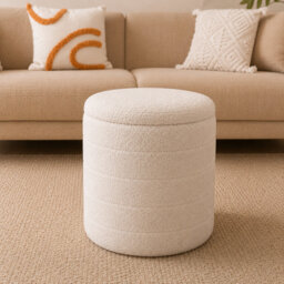 Modern 40cm Ottoman Round Footstool Storage Pouffe Footrest Stool for Living Room or Bedroom
