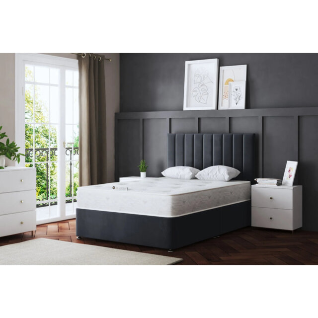 Amelia Upholstered Panel 4 Draw Divan Bed with Headboard