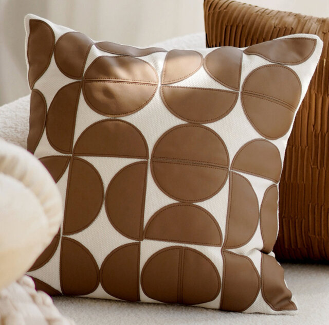 Geometric Faux Leather Cushion Cover