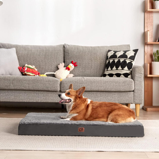 Orthopedic XXL Dog Bed Mattress With Removable Washable Cover For Crate, Grey, 120X74x9cm