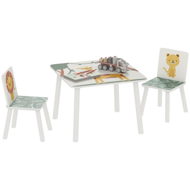 Kids 3 Piece Square Play Or Activity Table and Chair Set