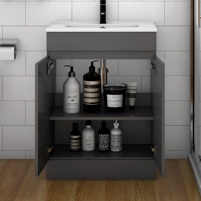 500mm Single Bathroom Vanity with Drop In Ceramic Basin