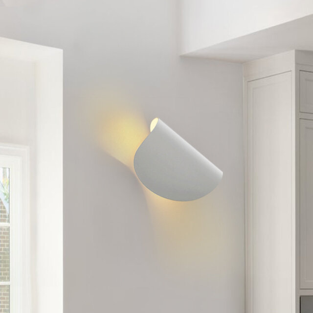Laura Minimalist Modern White Arc Wall Light Flush Mounted Sconce