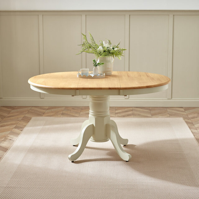 Prestow Extending Round Dining Table In Solid Wood - Traditional Rustic Farmhouse Kitchen