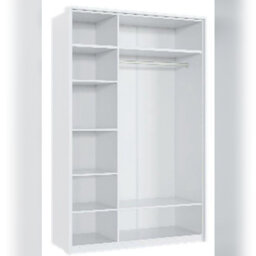 Sylva White High Gloss 3 Door Mirrored Small Wardrobe With Hanging Rail And Shelving â 125cm Wide