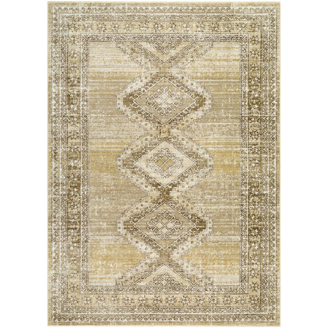 Fifth Avenue-Vintage Brown Grey Taupe Traditional Boho Fringe Living Dining Bedroom Rug