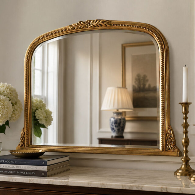 Arched Beaded Kalmar Overmantle Mirror
