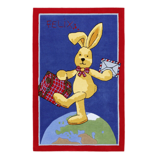 Felix The Rabbit Blue Rug
