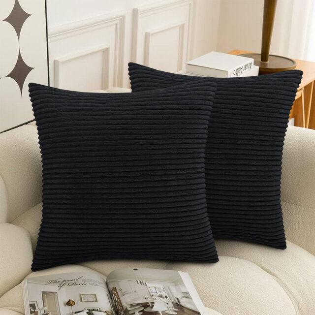 Striped Crushed Velvet Cushion Cover (Set Of 2)