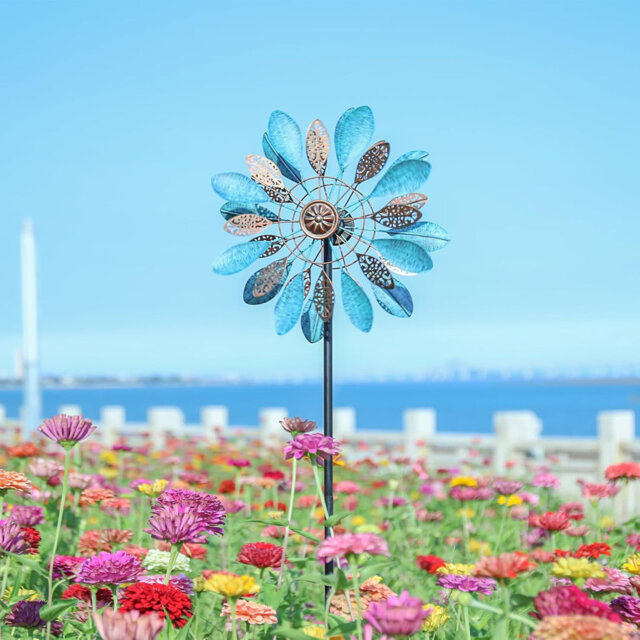 Wind Spinners Outdoor Metal Wind Spinner Windmill 4.3 Ft Kinetic Wind Sculpture Spinners For Yard Patio Lawn Decor