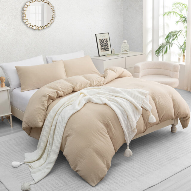 Microfiber Solid Colour Duvet Cover Set with Pillow Shams Included