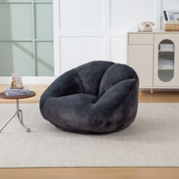Shell-Shaped Bean Bag Chair with High-Rebound Memory Foam, Faux Fur Removable Cover for Adults, Reading & Gaming