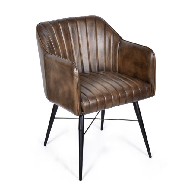 49cm H Genuine Leather Upholstered Dining Chair