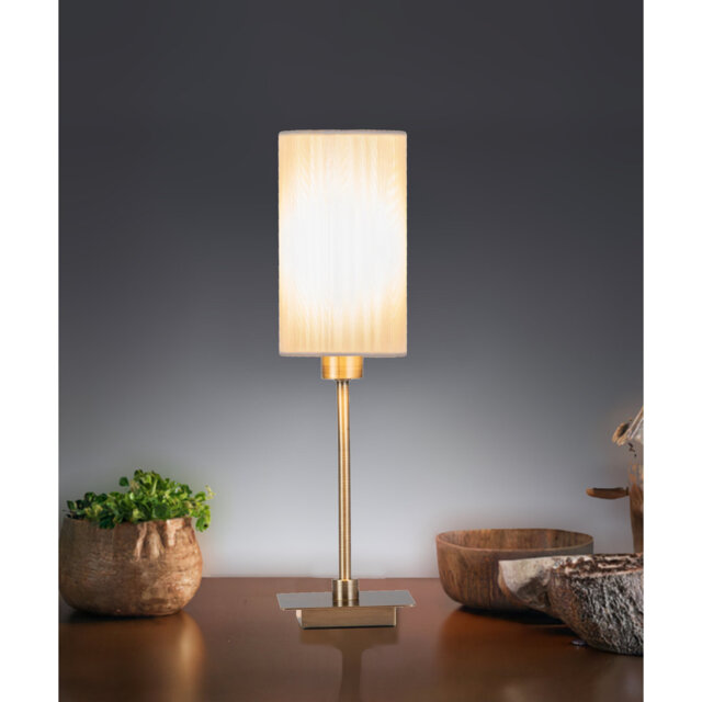 Square Stick Antique Brass Metal Bedside Table Lamp