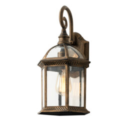 Vintage European Hexagon Outdoor Wall Light Gold E27 Antique Brass Sconce 39.5cm/15.5 Inch
