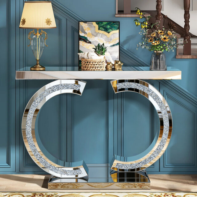100cm Glass Top Console Table