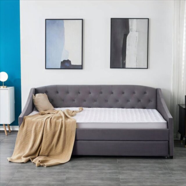 Casares Upholstered Velvet Daybed with Trundle Bed