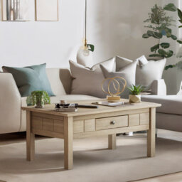 Annecorinne Wooden Coffee Table With Drawer For Living Room