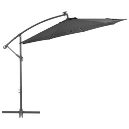 Hanging Garden Parasol with LED Lighting 300 cm Metal Pole