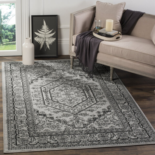 Iddings Silver/Black Area Rug