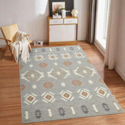 Nova Southwestern Tribal Area Rug - Geometric Pattern, Machine-Washable, Non-Shedding, Low-Pile Rug