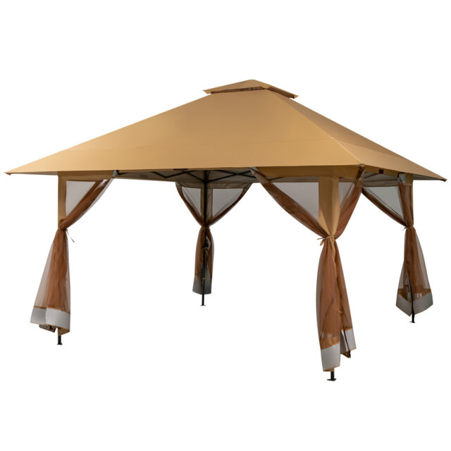 4m X 4m Pop Up Gazebo Canopy Tent W/ Netting Mesh Sidewalls