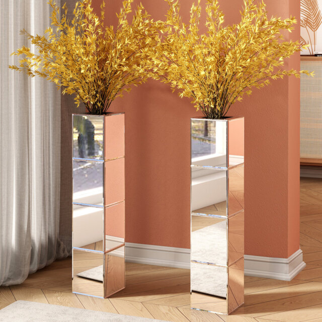 70CM Handmade Mirrored Glass Floor Vase ï¼Set of 2ï¼