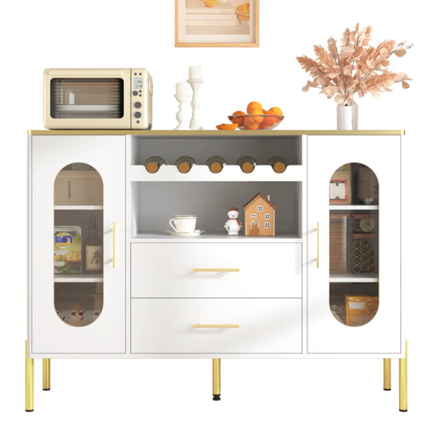 120 Cm Wide Sideboard With Glass Door And Wine Rack