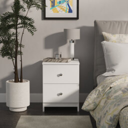 Borth 2 Drawer Bedside Cabinet in Black & White (Ready Assembled)