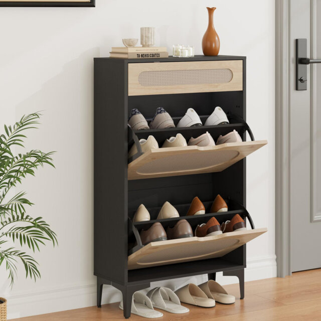 8 Pair Solid Wood Shoe Storage Cabinet