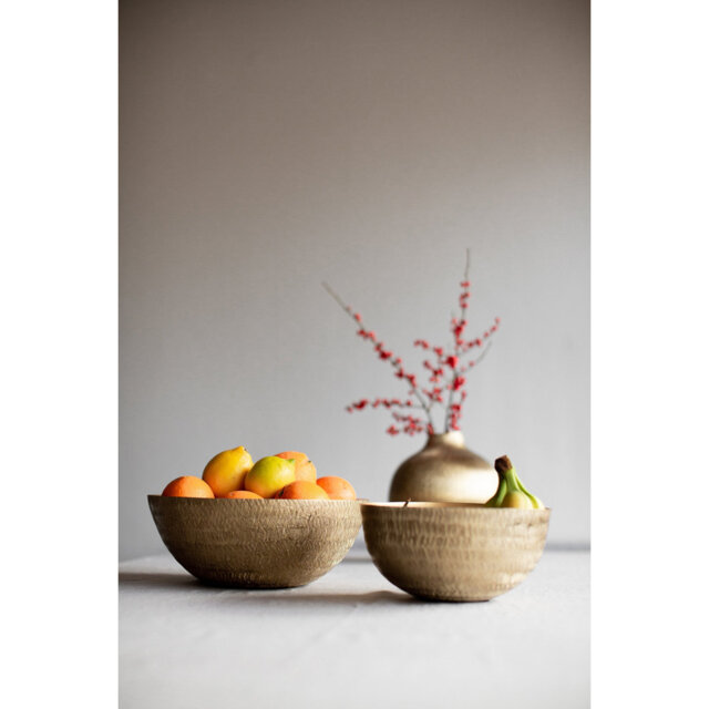 Ziya 2 Piece Aluminum Decorative Bowls Set in Gold