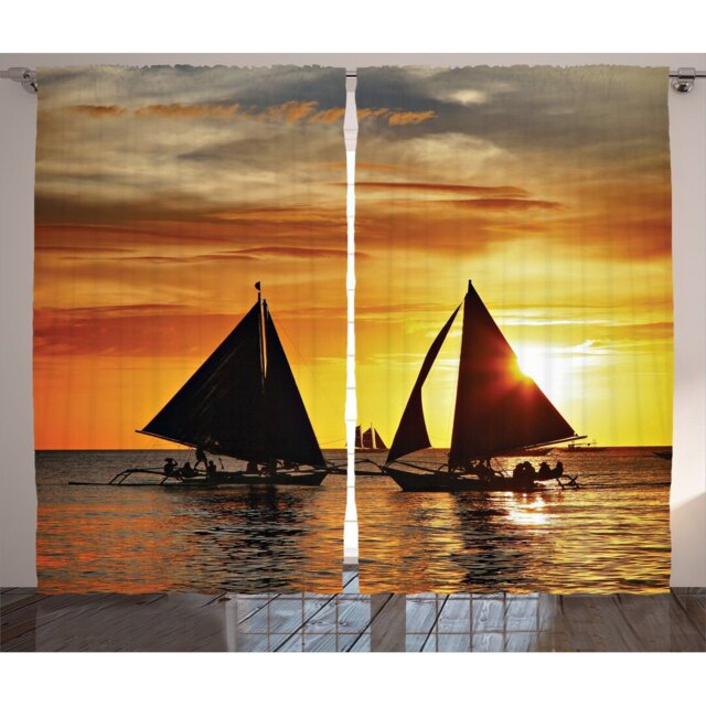 Sailing to Sunset Boracay Island 2 Piece Room Darkening Curtain Set