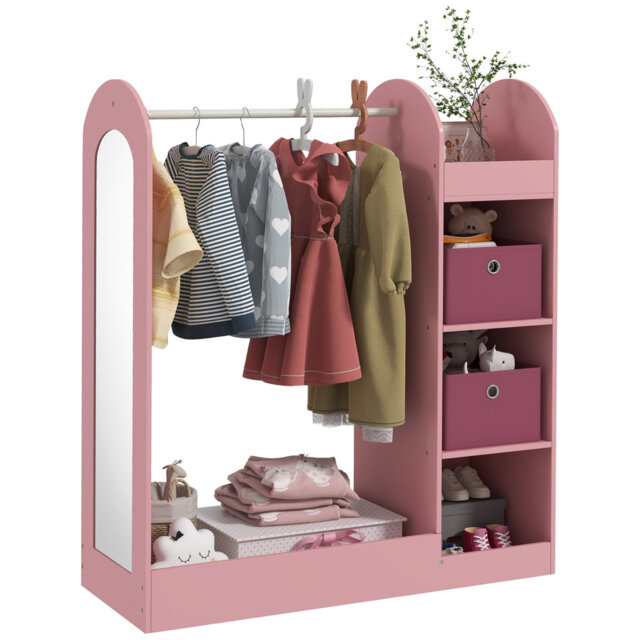 Annysa Kids Clothes Rail, Children Dress Up Storage, Mirror